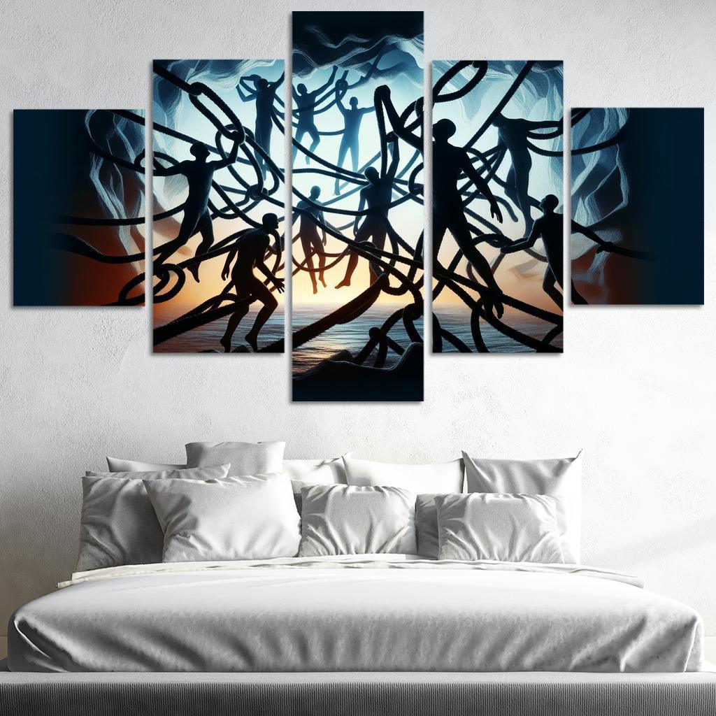 Invisible Threads Art on Human Trafficking Awareness 5 Piece HD Canvas Wall Art-Original Frame