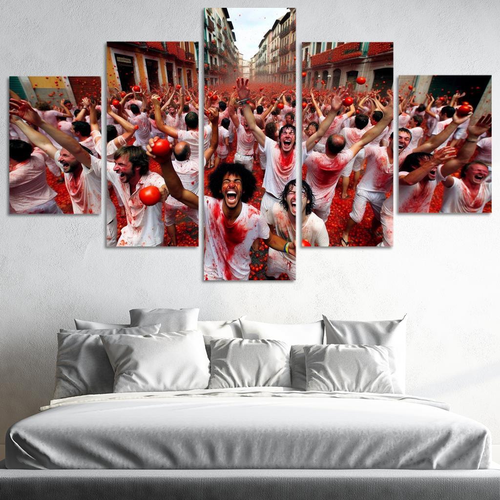 La Tomatina - Spain Modern Paintings Frame