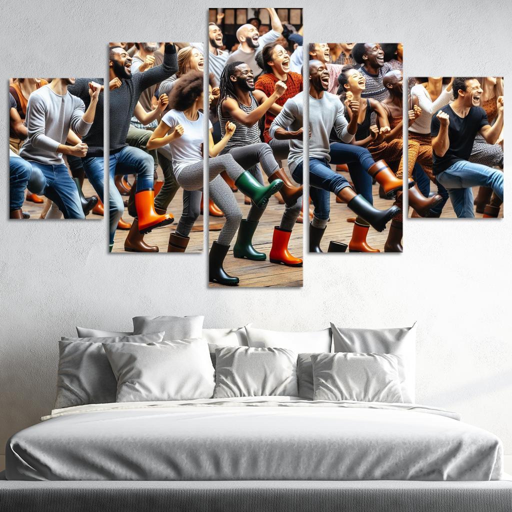 Gumboot Dance The Rhythmic Voice Of South Africa Modern Paintings Frame