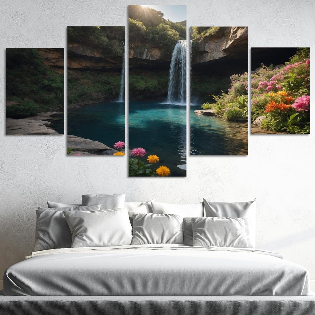 The Radiant Falls Of Sapphire Cascade Modern Paintings Frame