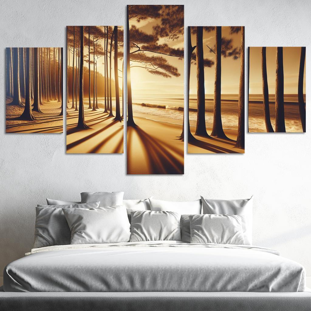 Whispering Pines Forest Meets Shore Abstract Paintings Frame