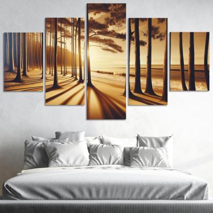 Whispering Pines Forest Meets Shore Abstract Paintings Frame