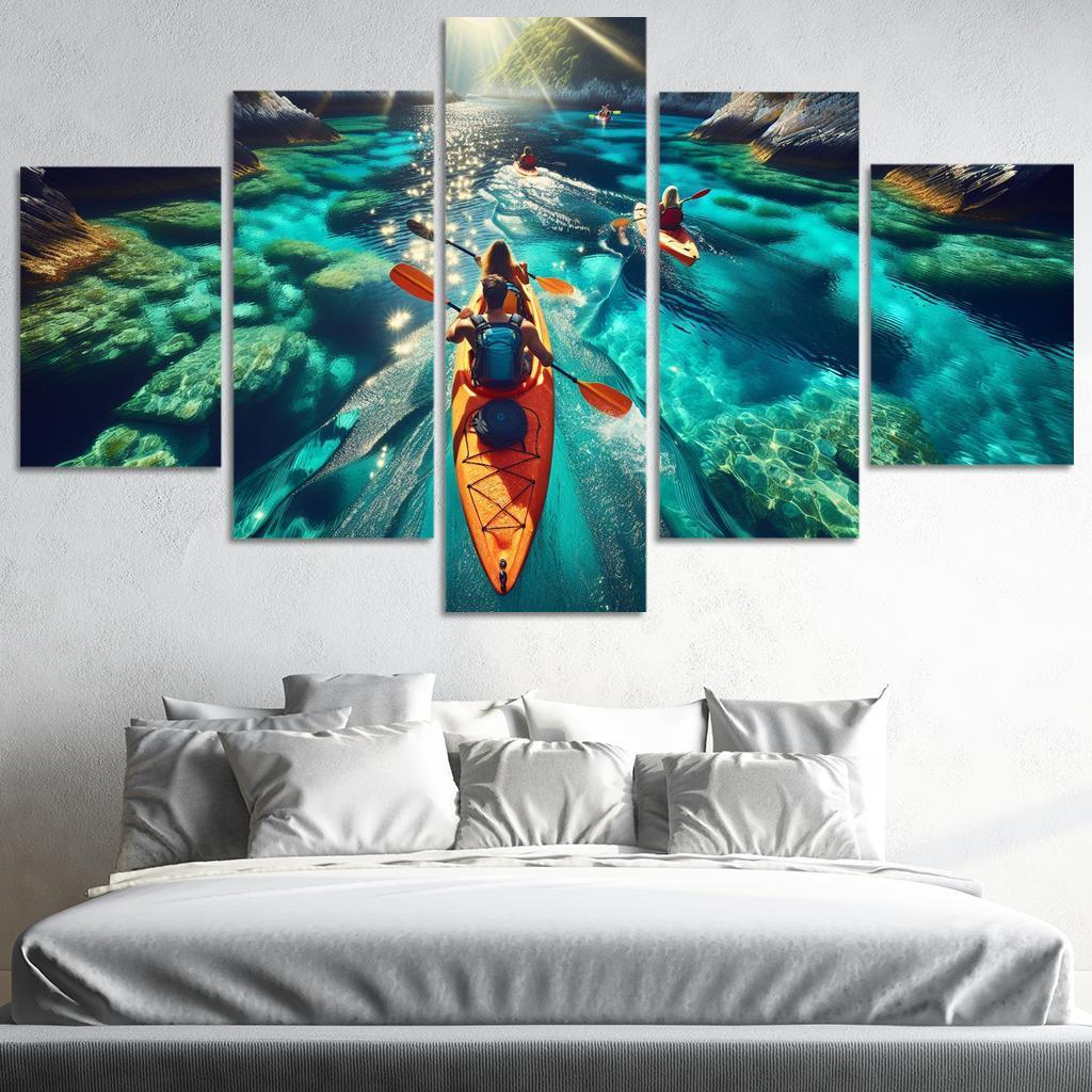 Glistening Waters Kayaking Paradise Abstract Paintings Frame
