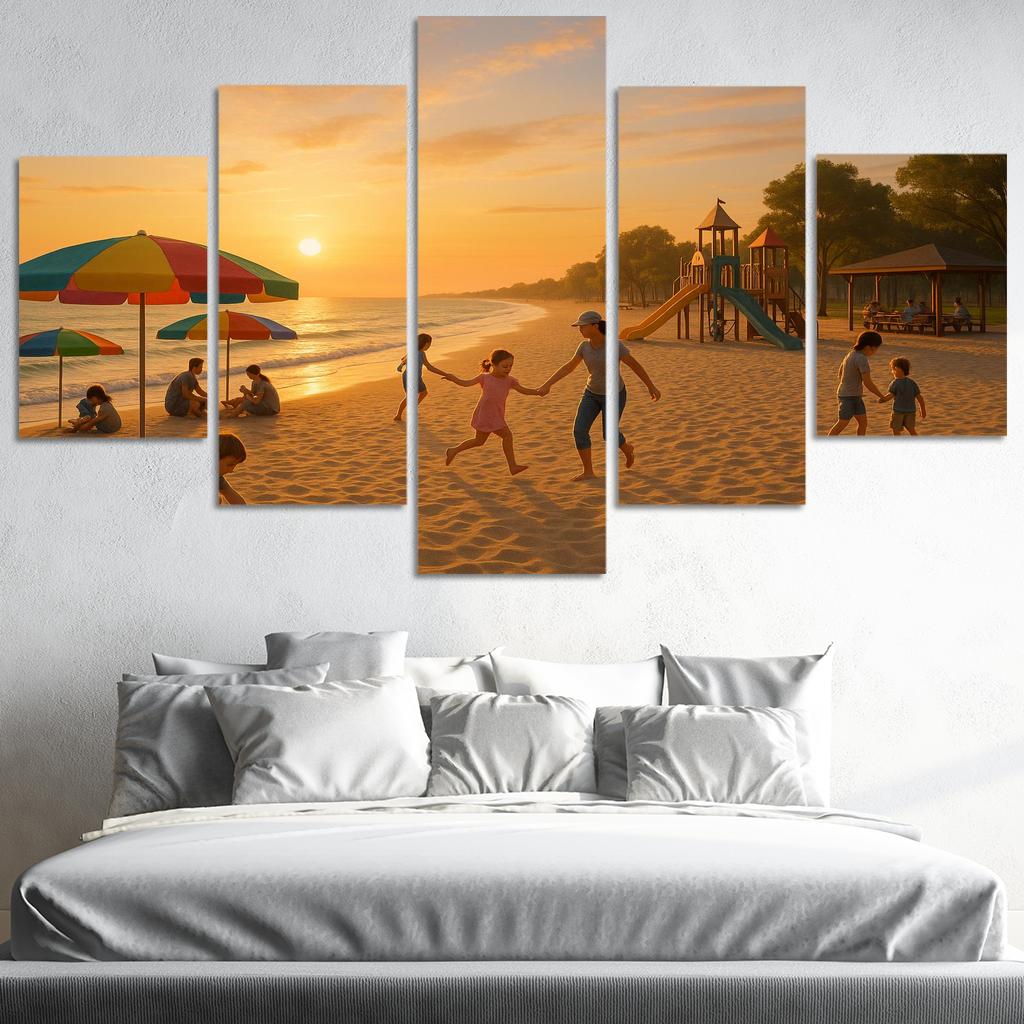Sunrise Beach Calm And Family Friendly Custom Paintings Frame