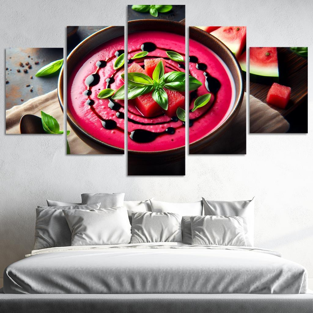 Chilled Watermelon Basil Soup 5 Piece HD Canvas Wall Art-Original Frame