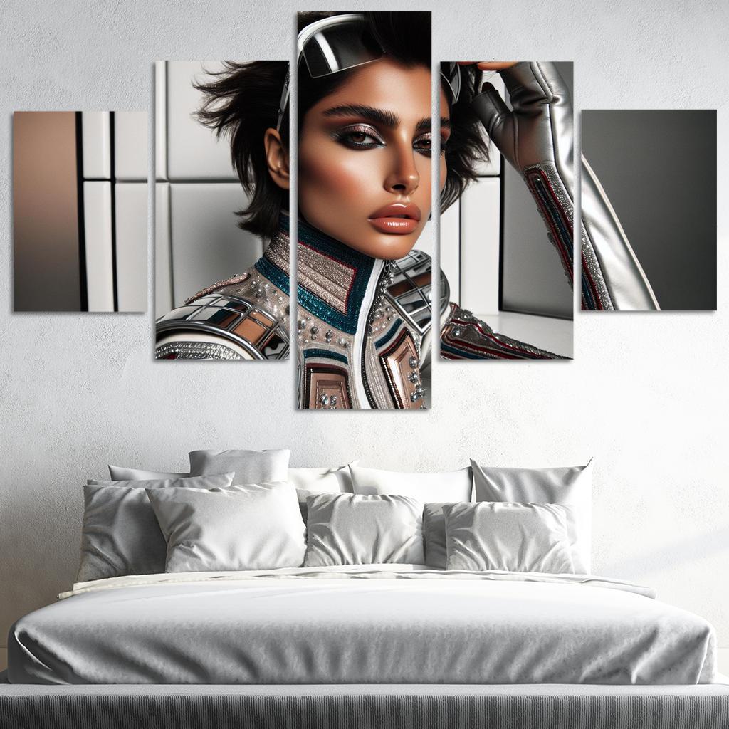 Retro Futurism Fashioning the Future 5 Piece HD Canvas Wall Art-Original Frame