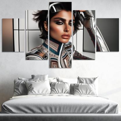 Retro Futurism Fashioning the Future 5 Piece HD Canvas Wall Art-Original Frame