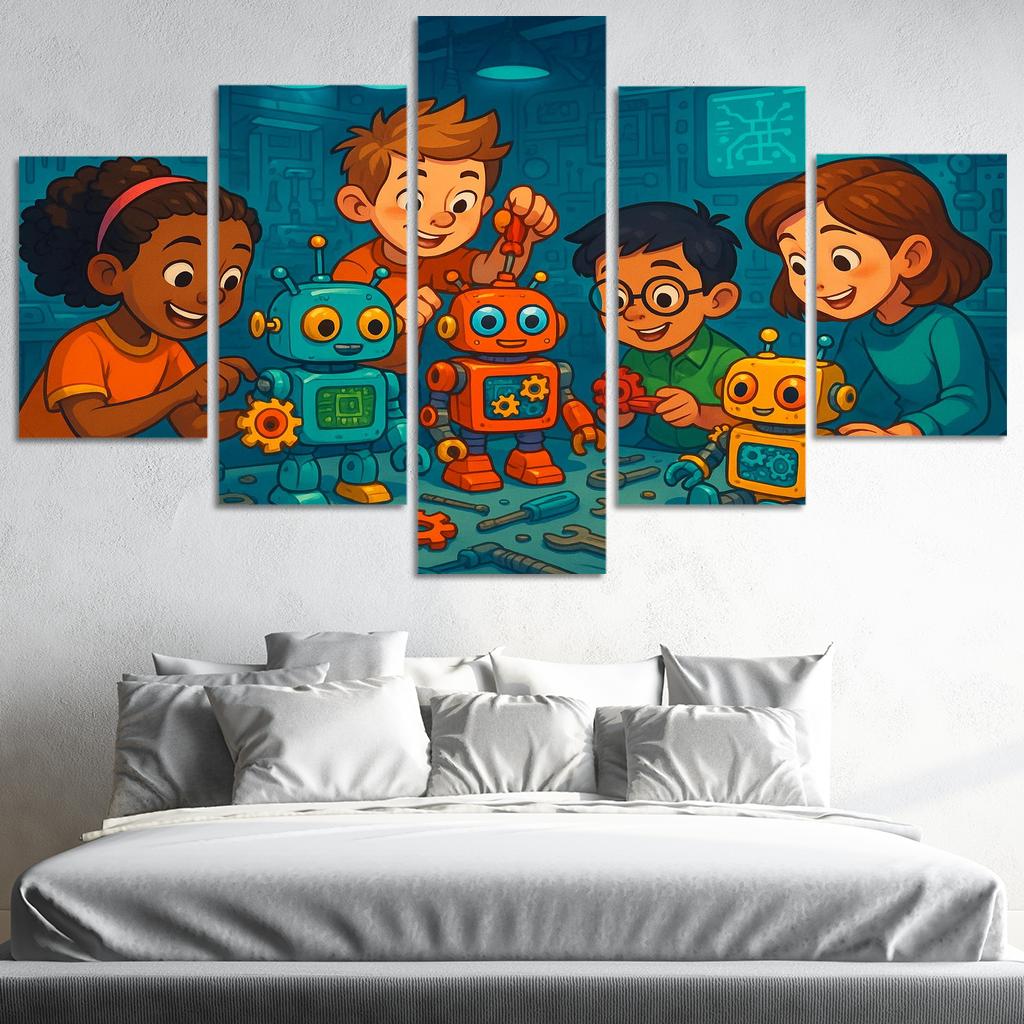 Robot Builders - Stem Creativity Panel Framed Paintings