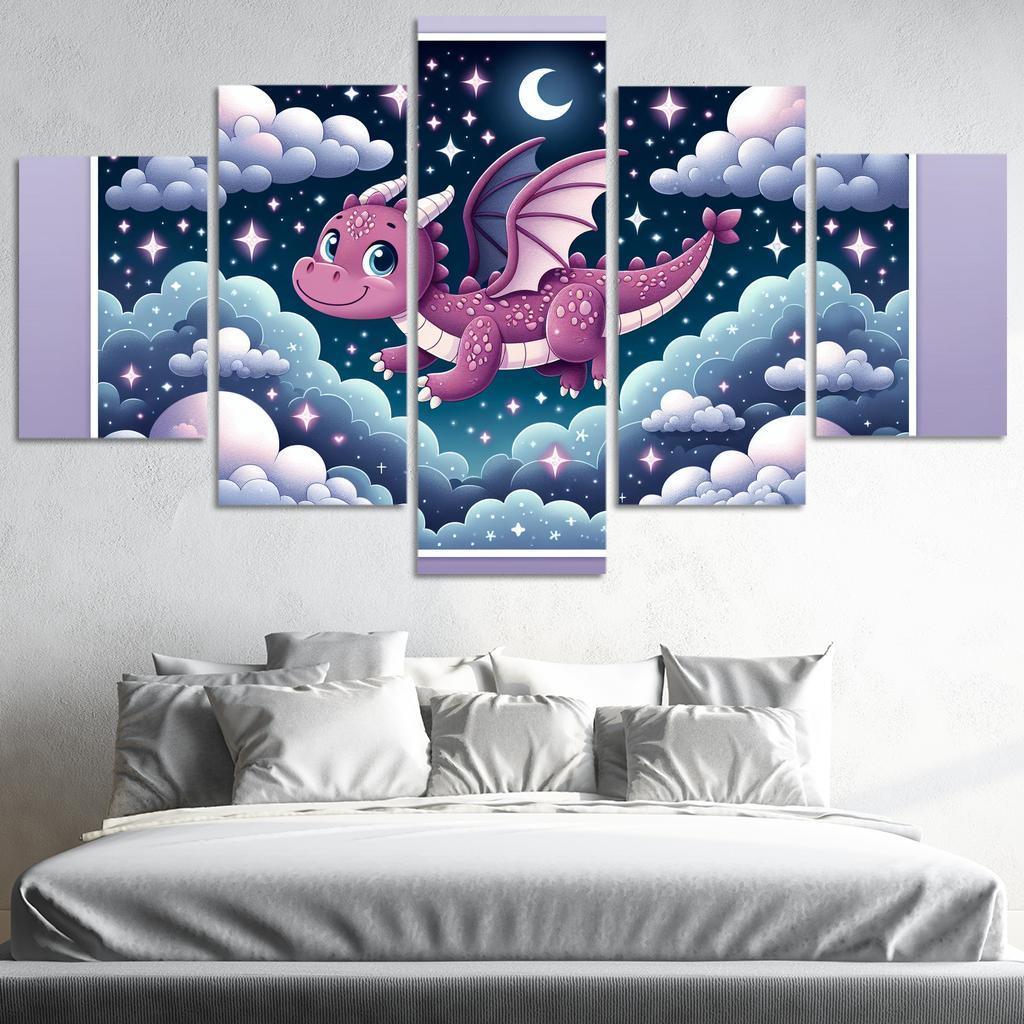 Dreamy Dragon 5 Piece HD Canvas Wall Art-Original Frame