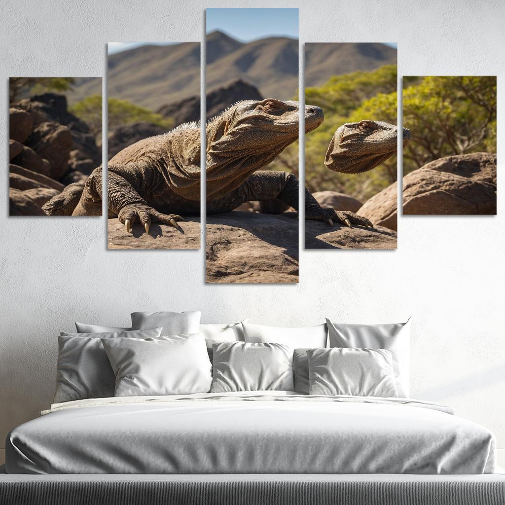 The Mysterious Komodo Dragon On An Island Trail Framed Paintings