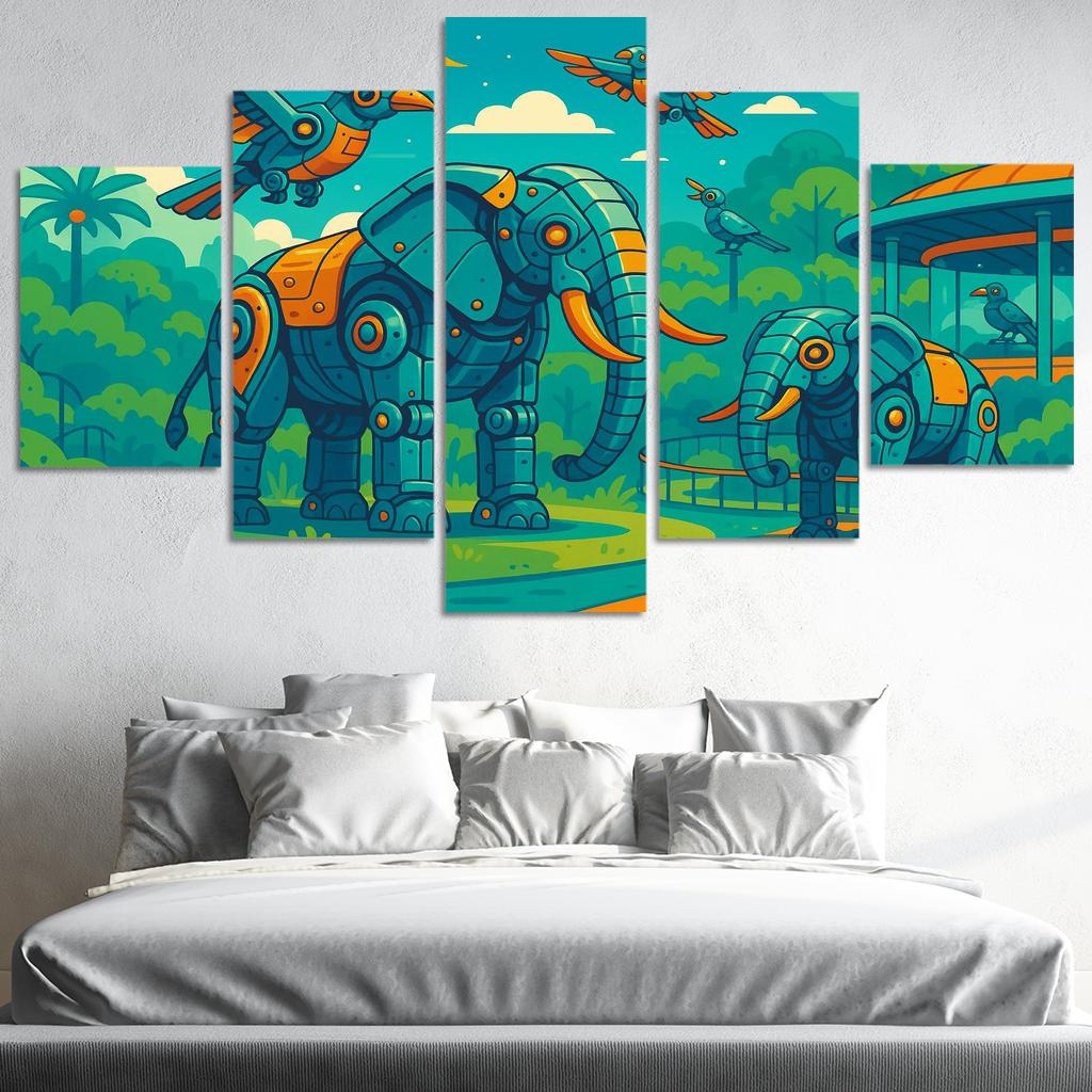 Robot Zoo - Mechanical Animal World Framed Paintings