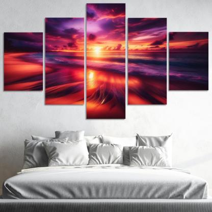 Sunset Viewpoint Beach Modern Paintings Frame