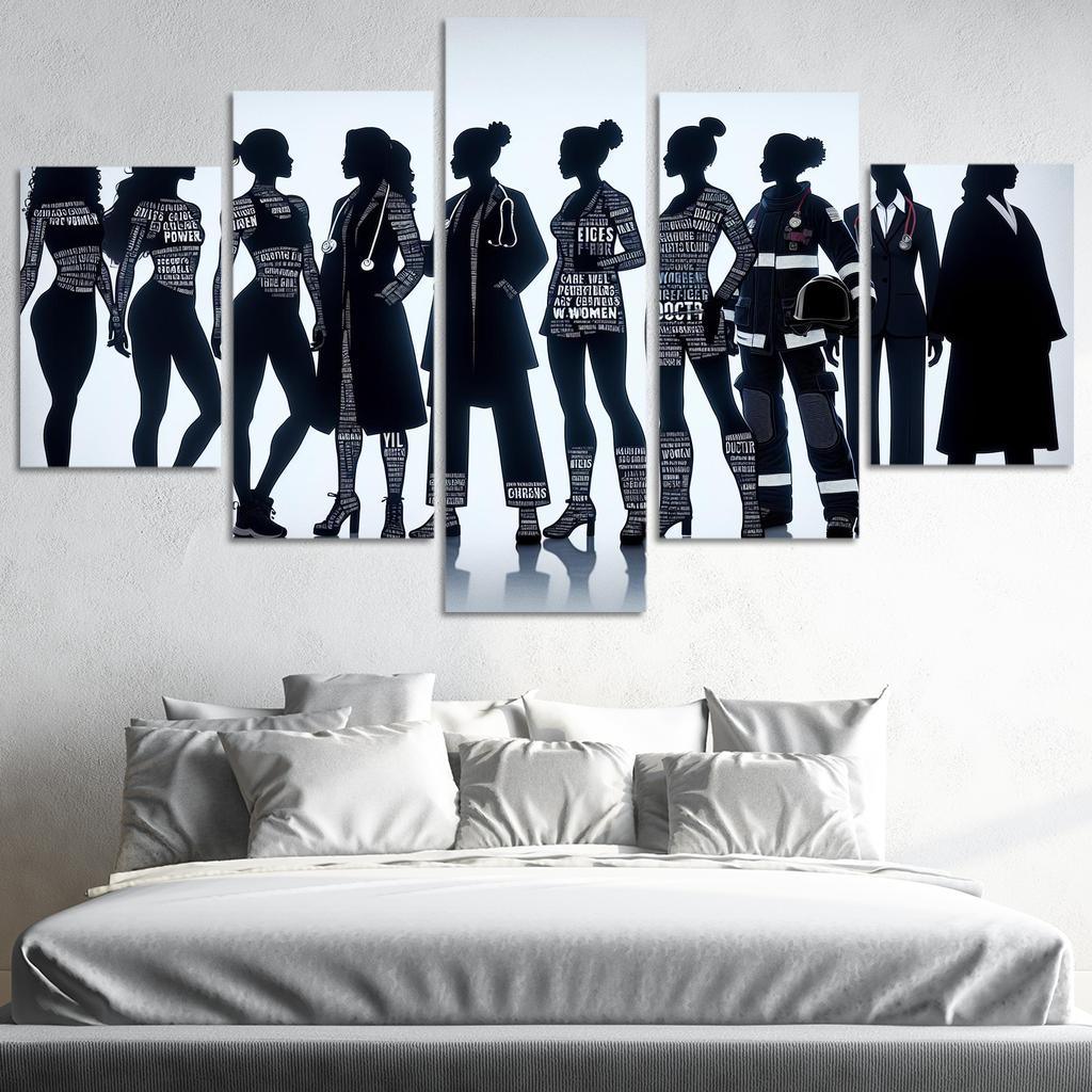 Voices of Change Empowering Women through Art 5 Piece HD Canvas Wall Art-Original Frame