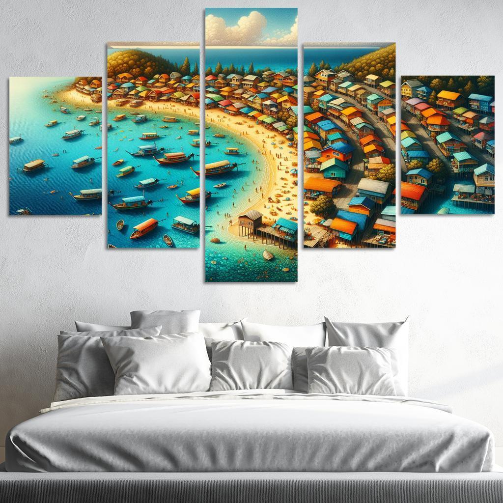 Rainbow Reef Beach Modern Paintings Frame