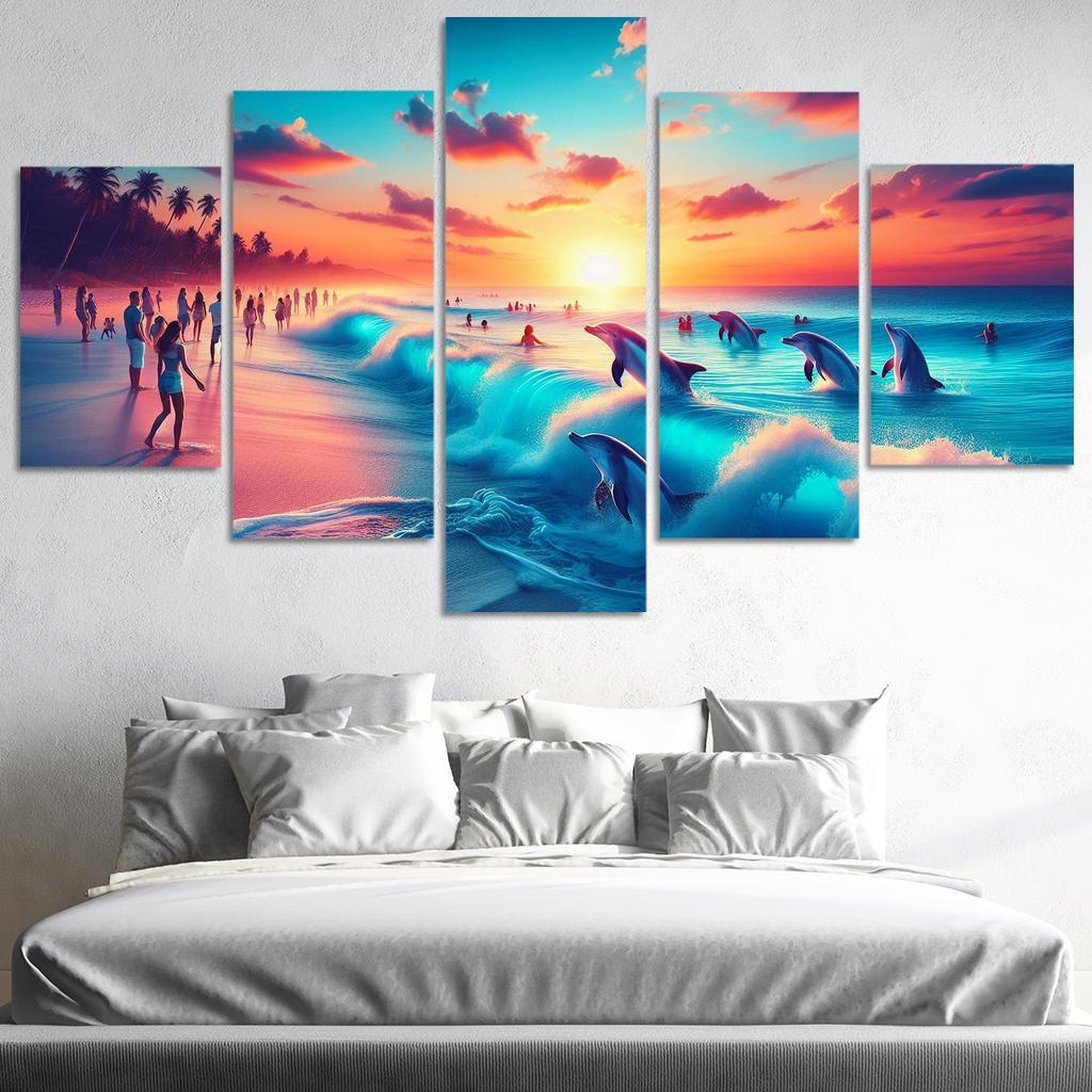 Cerulean Bliss Sunset And Wildlife Watching Premium Artwork Frames