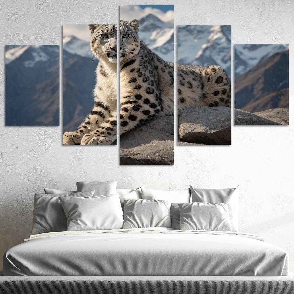 The Elusive Snow Leopard Ghost Of The Mountains Modern Paintings Frame