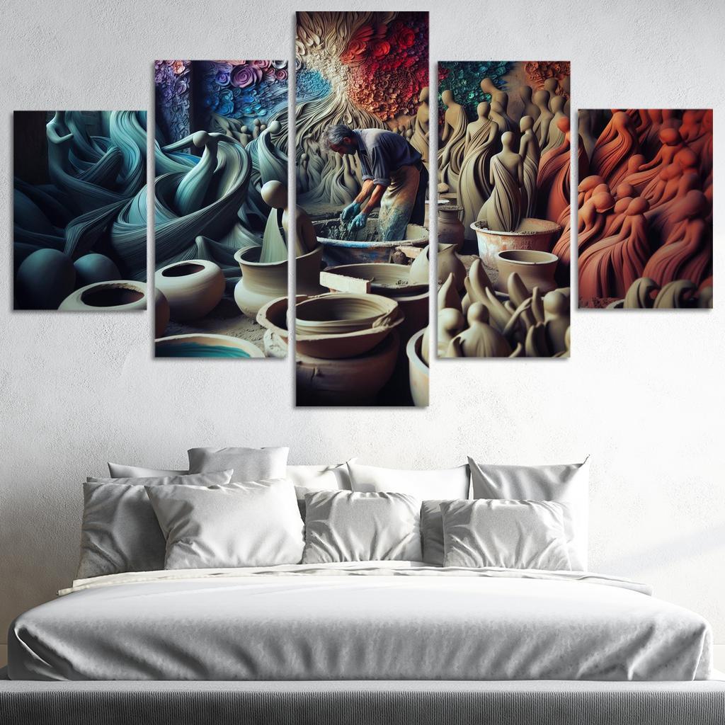 Sculpting Whispers of the Soul 5 Piece HD Canvas Wall Art-Original Frame