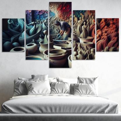 Sculpting Whispers of the Soul 5 Piece HD Canvas Wall Art-Original Frame