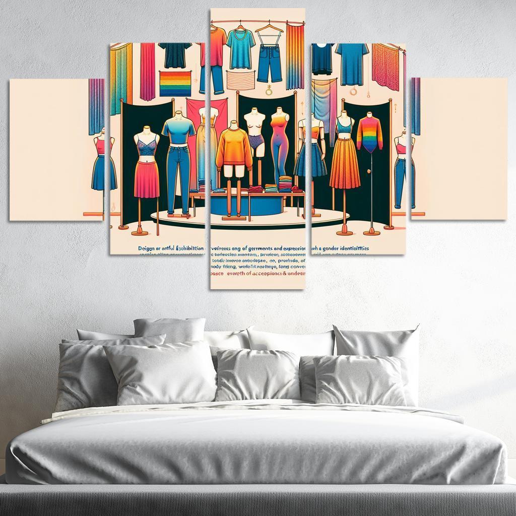 Threads of Identity Navigating Gender and Expression 5 Piece HD Canvas Wall Art-Original Frame