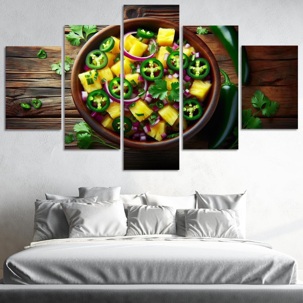 Spicy Pineapple Salsa 5 Piece HD Canvas Wall Art-Original Frame