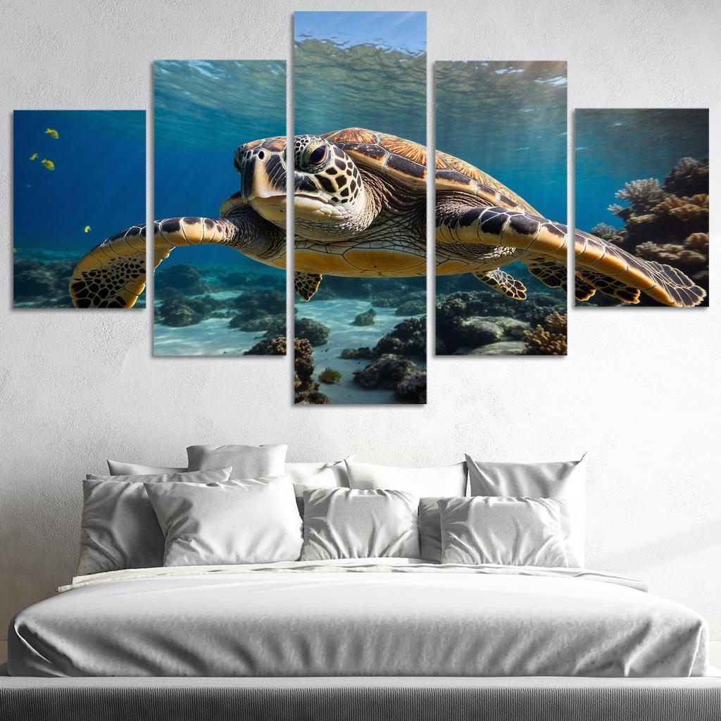 The Graceful Sea Turtle Ancient Traveler Of The Oceans Modern Paintings Frame