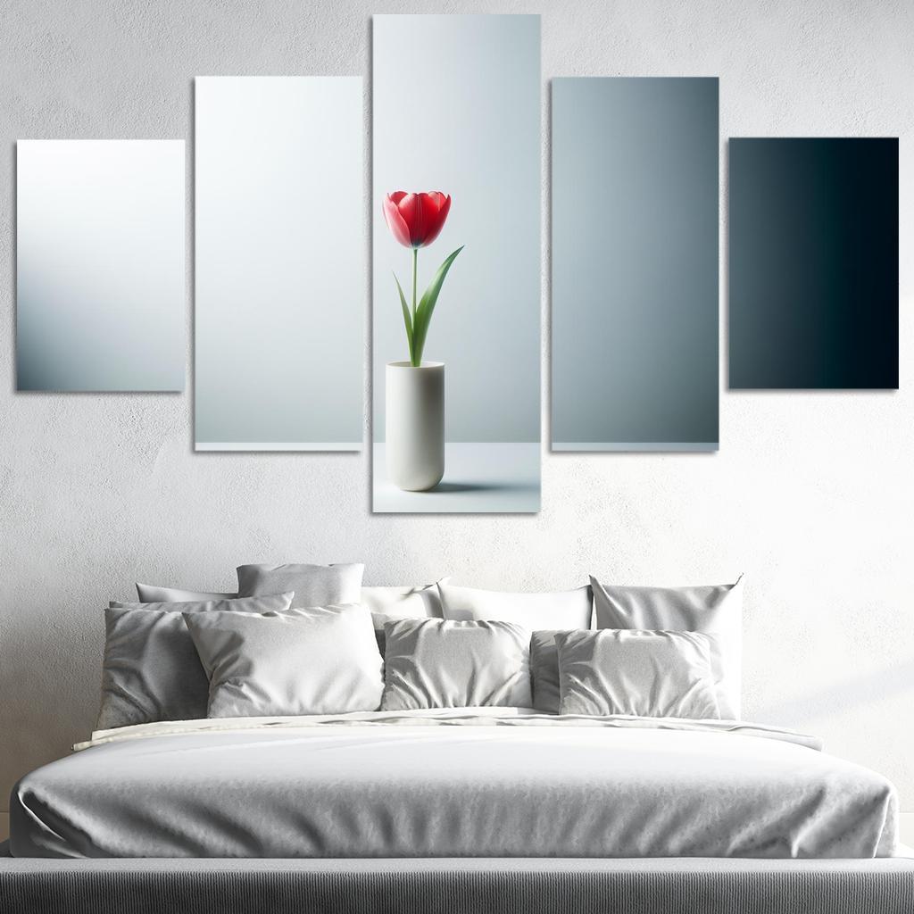 Botanical Minimalism A Single Stem Elegance 5 Piece HD Canvas Wall Art-Original Frame