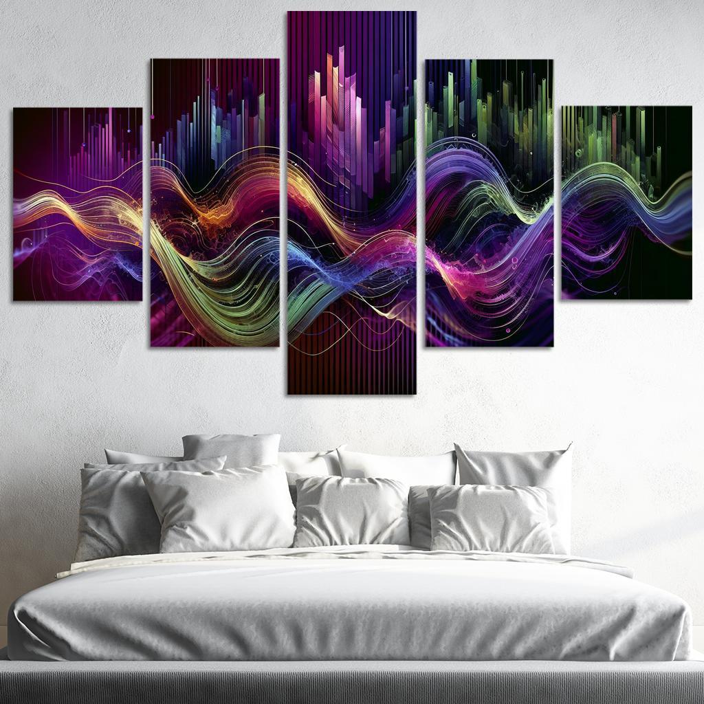Musical Echoes Harmony 5 Piece HD Canvas Wall Art-Original Frame