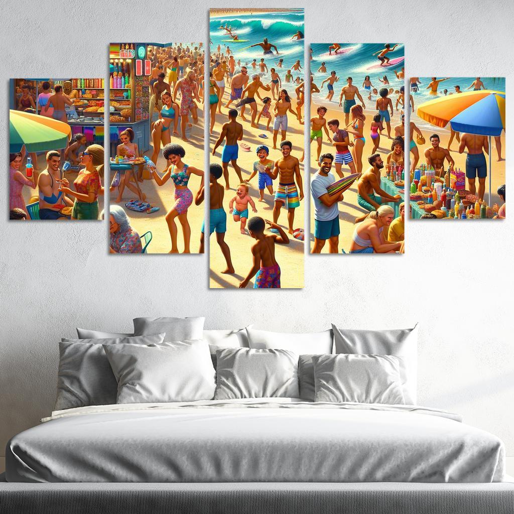 Sunshine Harbor Beach Modern Paintings Frame
