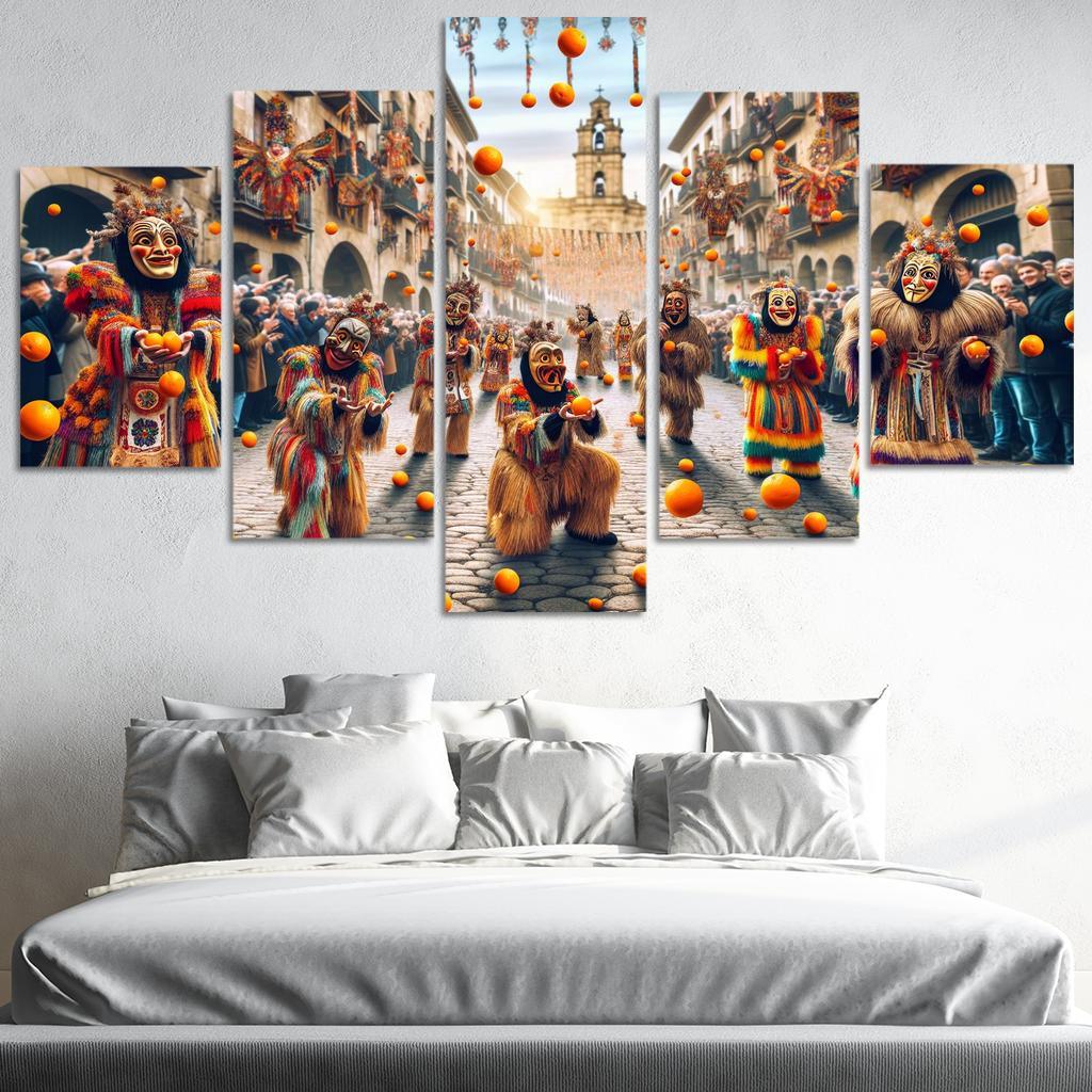 Carnival Of Binche - Belgium Modern Paintings Frame