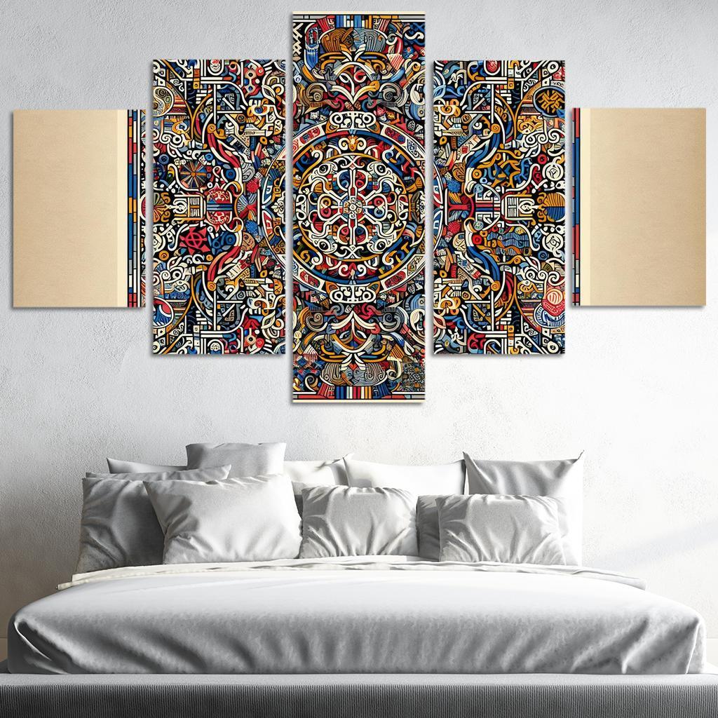 Cultural Mosaic Celebrating Diversity and Heritage 5 Piece HD Canvas Wall Art-Original Frame