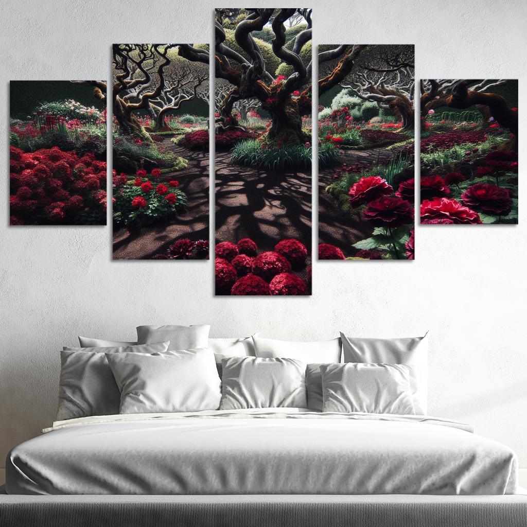 Eclipsed Garden Nature's Gothic Rebirth 5 Piece HD Canvas Wall Art-Original Frame