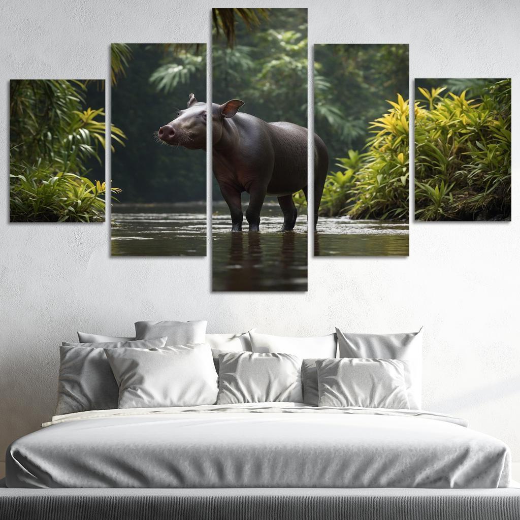 The Playful Baird's Tapir In The Rainforest Framed Paintings