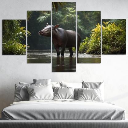 The Playful Baird's Tapir In The Rainforest Framed Paintings