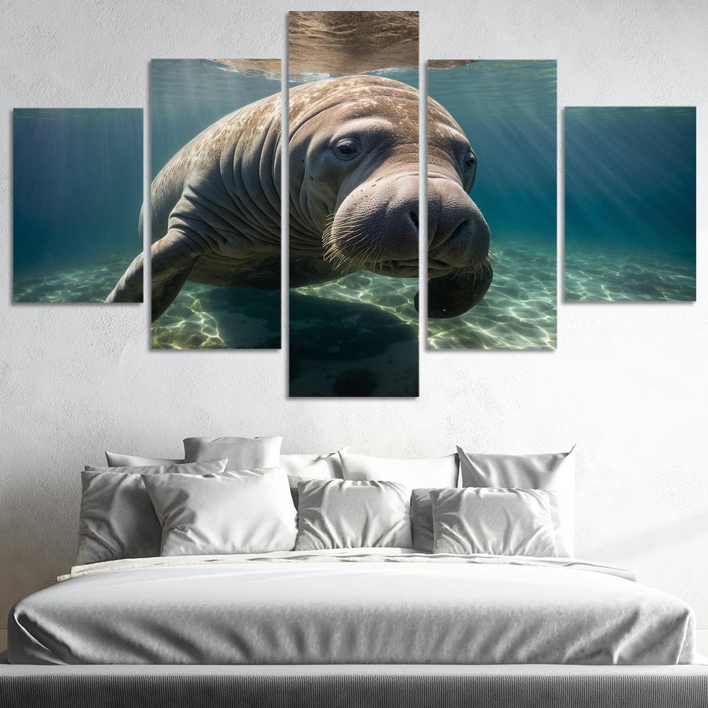 The Mysterious Manatee In Coastal Waters Framed Paintings