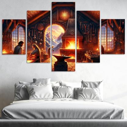 The Arcane Forge 5 Piece HD Canvas Wall Art-Original Frame