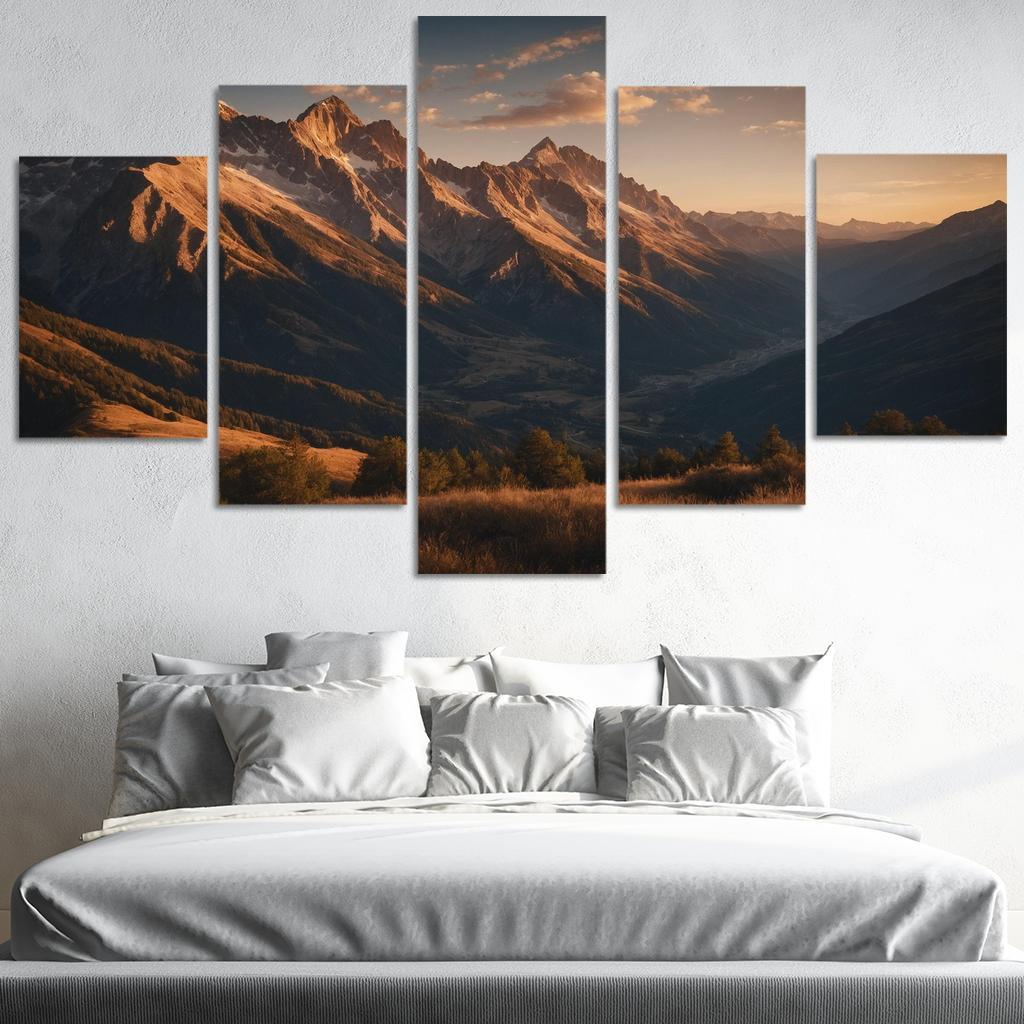 The Soft Glow Of Evening Mountain Shadows Oil Paintings Frame