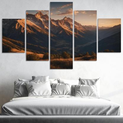 The Soft Glow Of Evening Mountain Shadows Oil Paintings Frame
