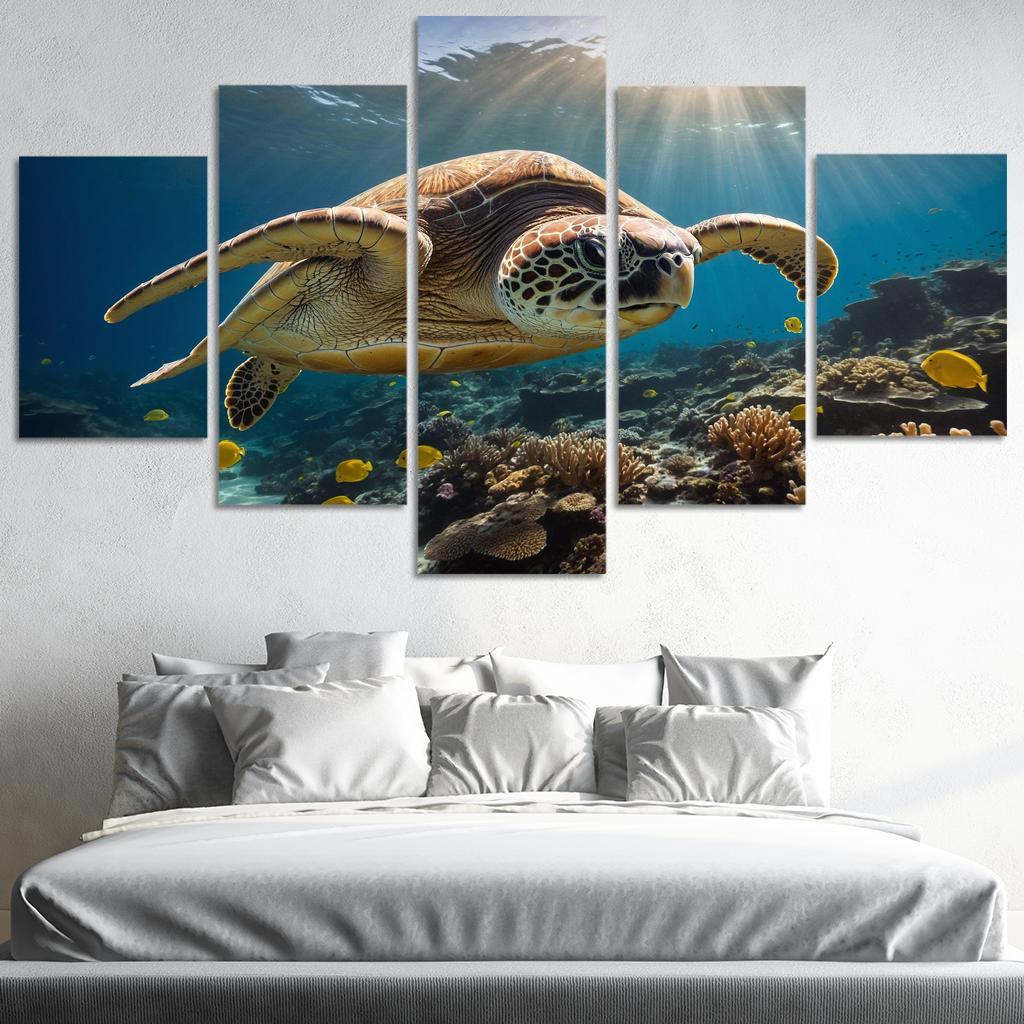 The Fascinating Great Barrier Reef Turtle Ancient Navigator Oil Paintings Frame