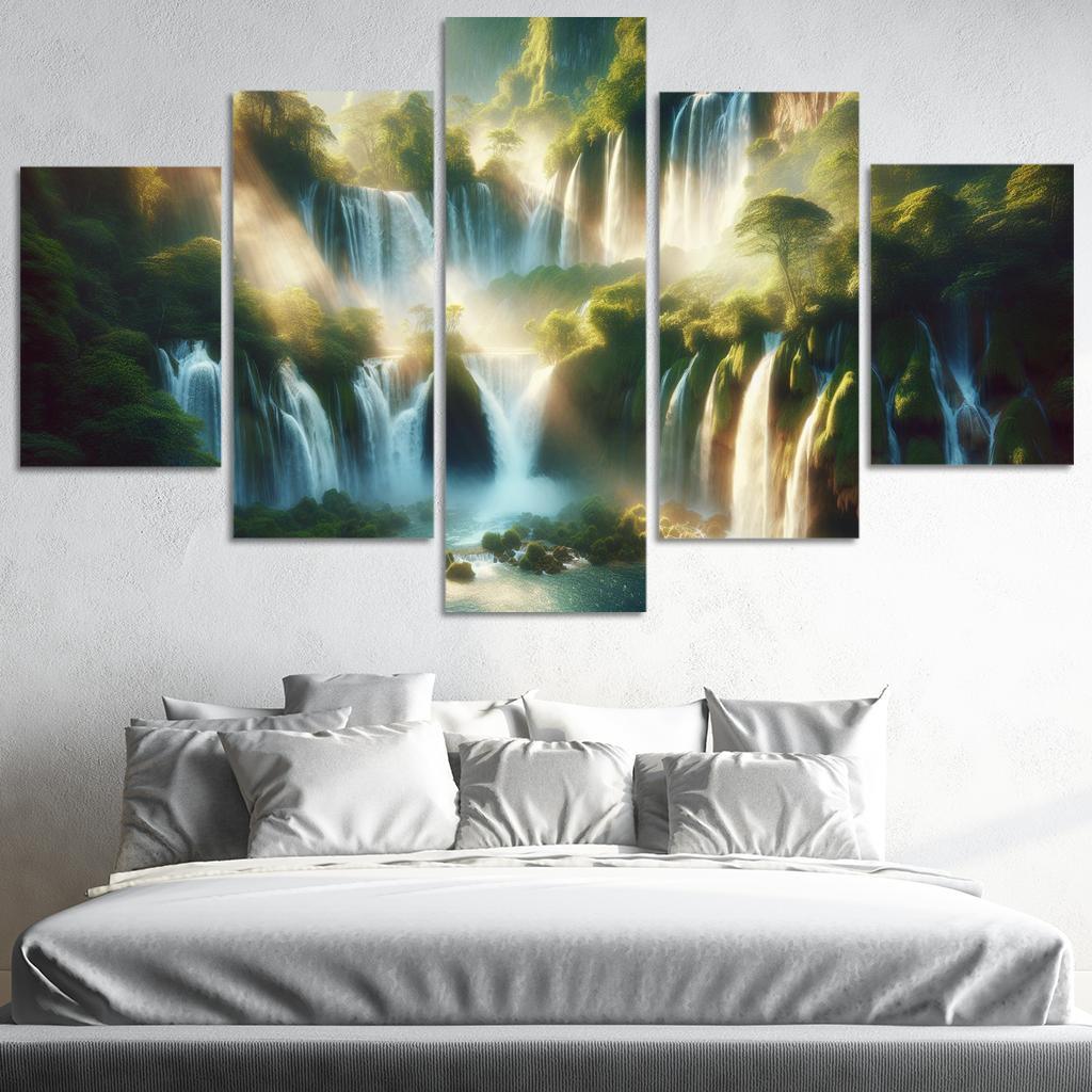 The Serene Cascades Of Crystal Falls Custom Paintings Frame