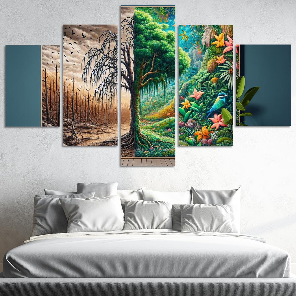 The Last Breath A Call for Climate Justice 5 Piece HD Canvas Wall Art-Original Frame