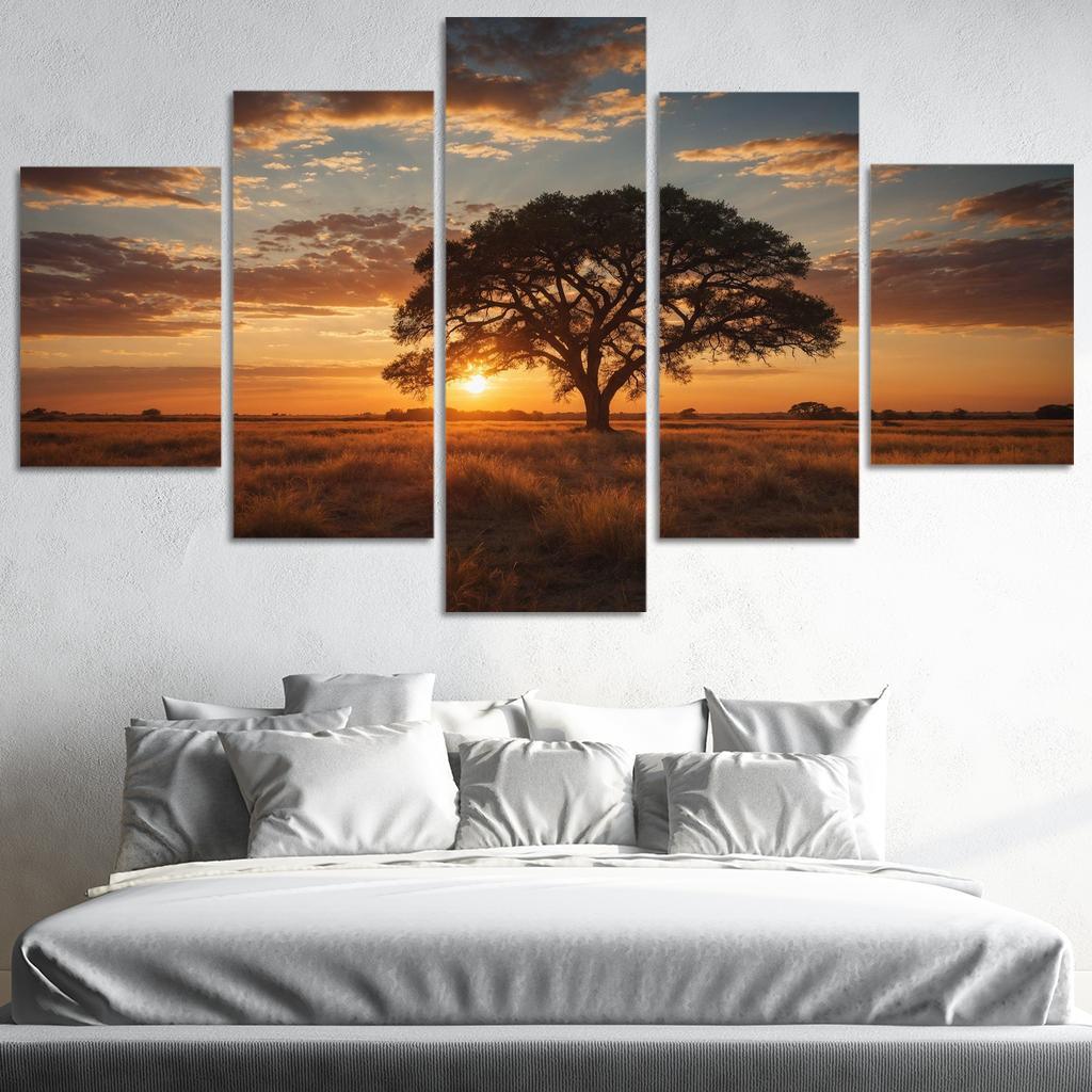 The Glowing Vistas Of Sunset Over The Plains Multi-panel Paintings