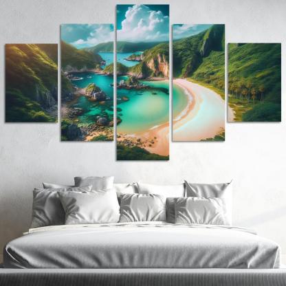 Mystic Cove Beach Modern Paintings Frame