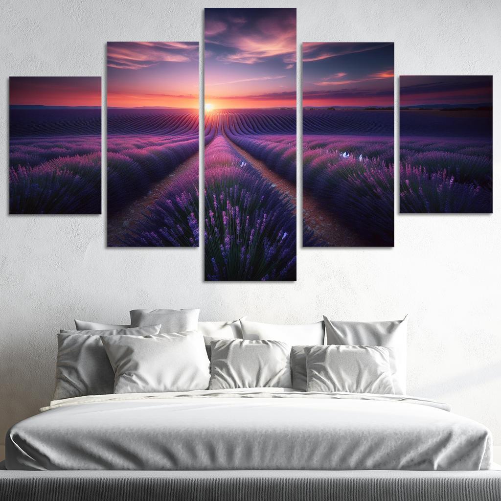 The Dazzling Twilight Over Lavender Fields Custom Paintings Frame