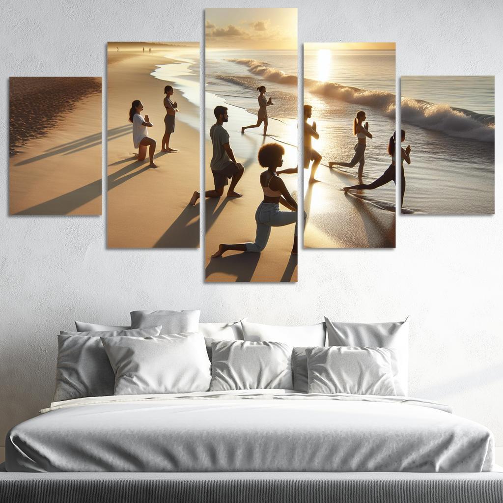 Tranquil Waters Yoga Beach Retreat Multi-panel Paintings