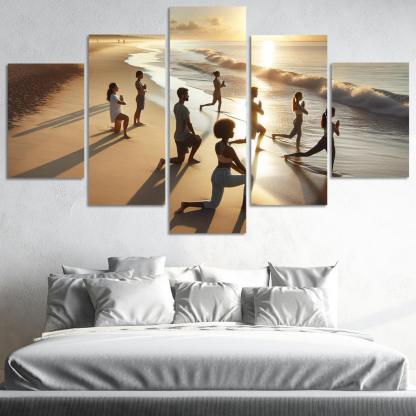 Tranquil Waters Yoga Beach Retreat Multi-panel Paintings