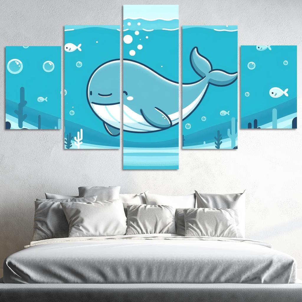 Friendly Whale Modern Paintings Frame