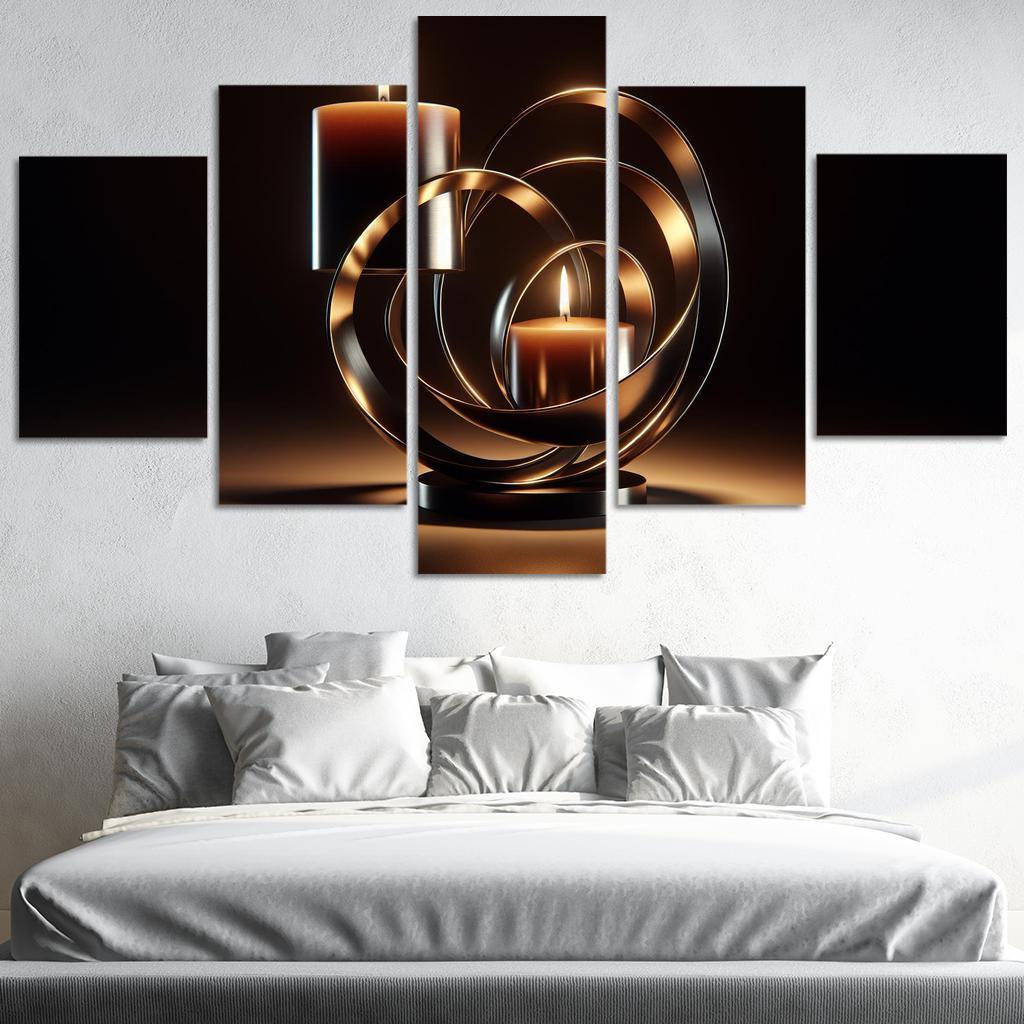Sculptural Metal Candle Holders 5 Piece HD Canvas Wall Art-Original Frame