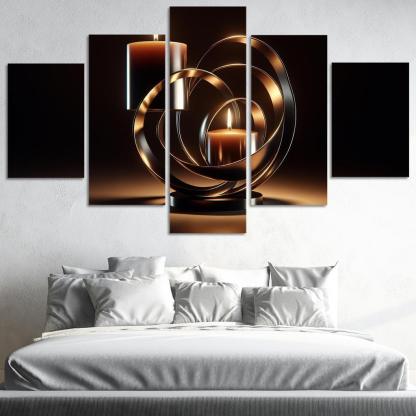 Sculptural Metal Candle Holders 5 Piece HD Canvas Wall Art-Original Frame