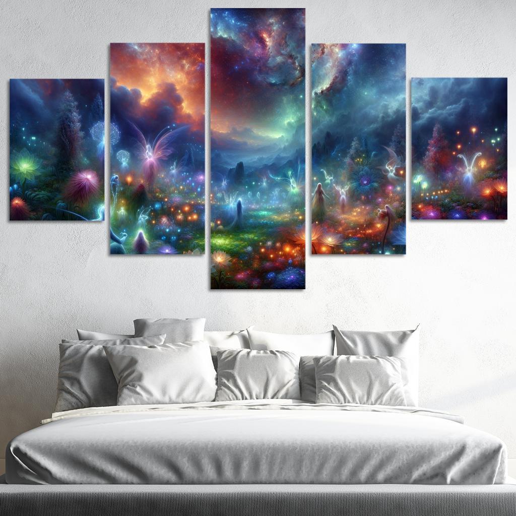 The Nebula Gardens 5 Piece HD Canvas Wall Art-Original Frame