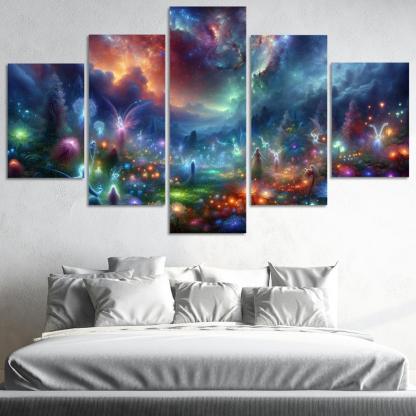 The Nebula Gardens 5 Piece HD Canvas Wall Art-Original Frame